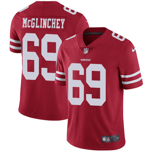 Nike 49ers #69 Mike McGlinchey Red Team Color Men's Stitched NFL Vapor Untouchable Limited Jersey - Click Image to Close